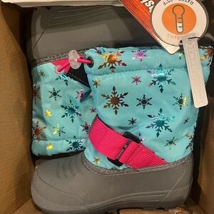 Northside Kids Snow Boots - Gray and Blue with Pink Accents